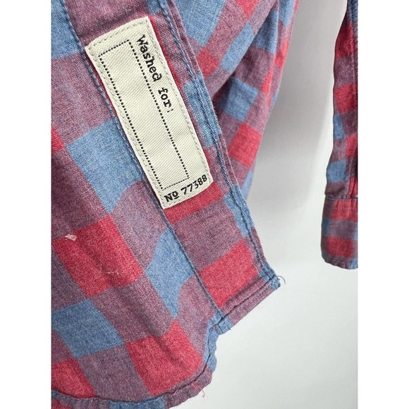 J. Crew Men's Slim Fit Cotton Blue Red Checkered Lightweight Button Down XS - Picture 5 of 8
